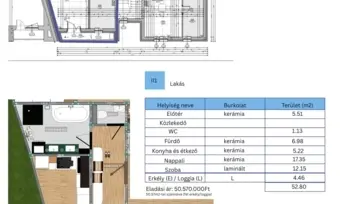 Belvárosban, Új építésű 52,80 m²-es lakás – 2. emelet