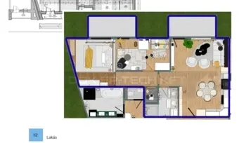 Belvárosban, Új építésű 67,72 m²-es lakás – 2. emelet, 2 erkély