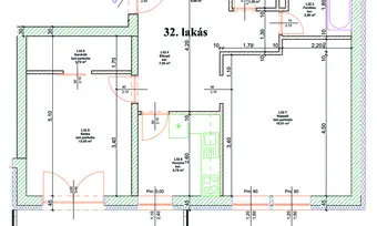 1. emeleti otthon nagy erkéllyel – Különálló nappalival, étkezővel és konyhával