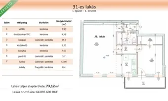 77 m² -es ÚJ ÉPÍTÉSŰ, 1.emeleti lakás eladó!